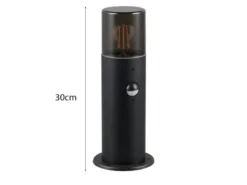 LED Sockelleuchte Schwarz Rauchgrau mit Bewegungsmelder, Höhe 30cm
