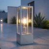 LED Sockelleuchte Silber Zinkfarben Höhe 40cm IP44 - Außenleuchten Wegeleuchten