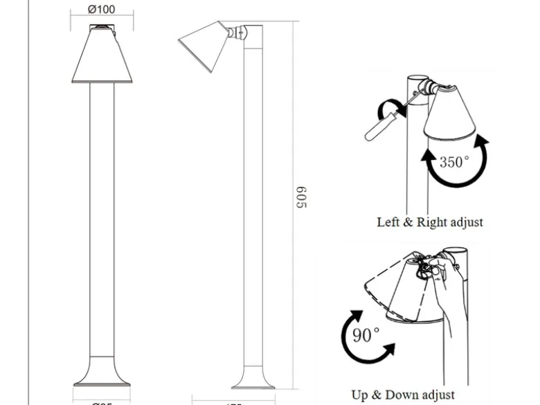 LED Sockelleuchte Spot schwenkbar in Anthrazit, Höhe 60cm, IP44