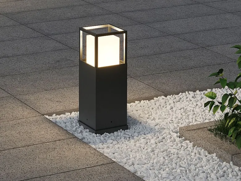 LED Sockelleuchte WITHAM in Anthrazit, Lichttemperatur einstellbar, Höhe 40cm
