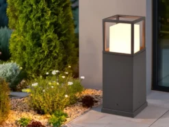 LED Sockelleuchte WITHAM in Anthrazit, Lichttemperatur einstellbar, Höhe 40cm