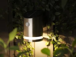 LED Solar Außenwandleuchte aus Edelstahl mit Bewegungsmelder