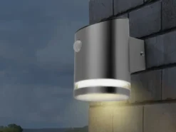 LED Solar Außenwandleuchte aus Edelstahl mit Bewegungsmelder