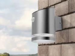 LED Solar Außenwandleuchte aus Edelstahl mit Bewegungsmelder