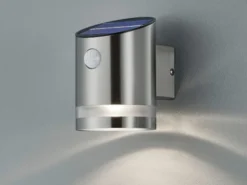 LED Solar Außenwandleuchte SALTA mit Bewegungsmelder, Silber, Höhe 13cm