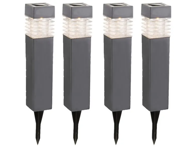 LED Solarbeleuchtung - Erdspießleuchten im 4er SET aus Kunststoff