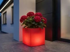 LED Solar Blumentopf mit RGBW Farbwechsel & Fernbedienung, 35x35cm