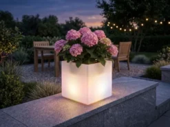 LED Solar Blumentopf mit RGBW Farbwechsel & Fernbedienung, 35x35cm