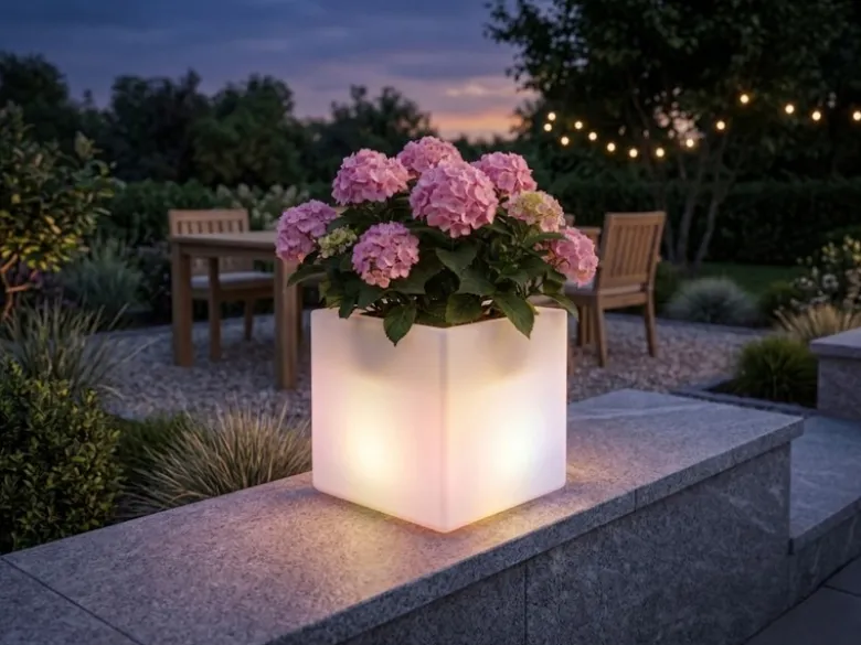 LED Solar Blumentopf mit RGBW Farbwechsel & Fernbedienung, 35x35cm
