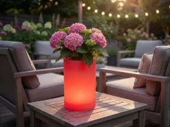 LED Solar Blumentopf mit RGBW Farbwechsel & Fernbedienung, Höhe 30cm