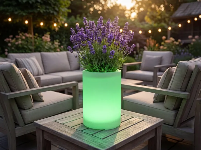 LED Solar Blumentopf mit RGBW Farbwechsel & Fernbedienung, Höhe 30cm