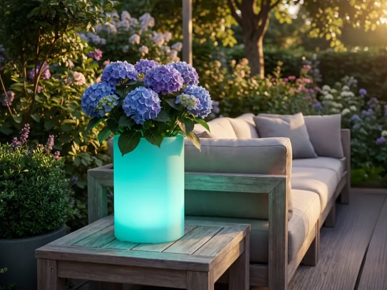 LED Solar Blumentopf mit RGBW Farbwechsel & Fernbedienung, Höhe 30cm