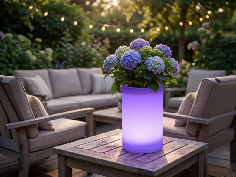 LED Solar Blumentopf mit RGBW Farbwechsel & Fernbedienung, Höhe 30cm