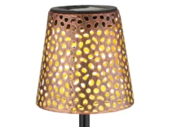 LED Solar Erdspießleuchte mit Dekorstanzungen in Kupfer-Gold, Höhe 70cm