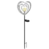 LED Solar Gartenstecker mit drehbaren Herzen & Erdspieß Silber-Grau, Höhe 82cm