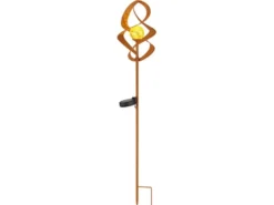LED Solar Gartenstecker mit Erdspieß drehbar aus Metall in Rostoptik, Höhe 90cm