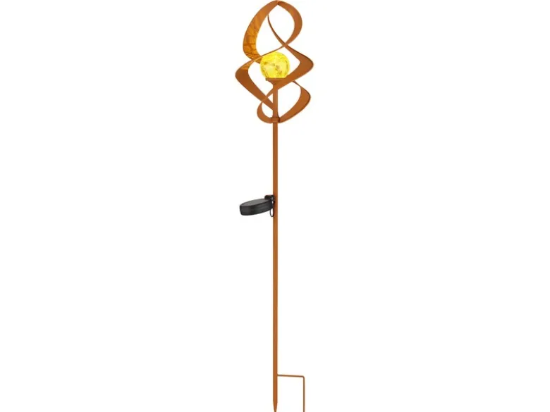 LED Solar Gartenstecker mit Erdspieß drehbar aus Metall in Rostoptik, Höhe 90cm