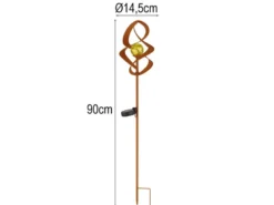 LED Solar Gartenstecker mit Erdspieß drehbar aus Metall in Rostoptik, Höhe 90cm