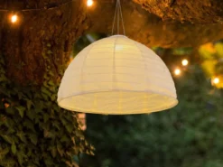 LED Solarhängeleuchte Lampion Lampenschirm in Weiß, Ø40cm