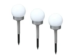 LED Solarkugeln Garten - 3er SET, Leuchtkugel Ø 10cm mit Erdspieß