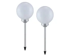LED Solarkugeln Garten - 2er SET, Leuchtkugel Ø 25cm mit Erdspieß