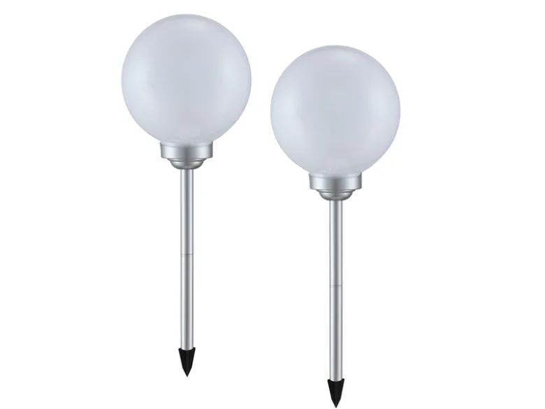 LED Solarkugeln Garten - 2er SET, Leuchtkugel Ø 25cm mit Erdspieß