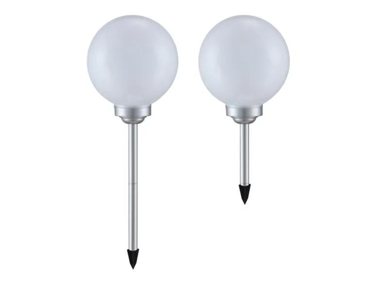 LED Solarkugeln Garten - 2er SET, Leuchtkugel Ø 25cm mit Erdspieß