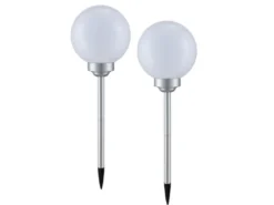 LED Solarkugeln Garten - 2er SET, Leuchtkugel Ø 20cm mit Erdspieß