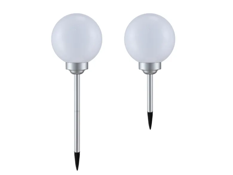 LED Solarkugeln Garten - 2er SET, Leuchtkugel Ø 20cm mit Erdspieß