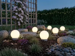 LED Solarkugeln Garten - 6er SET, Leuchtkugel Ø 10cm mit Erdspieß