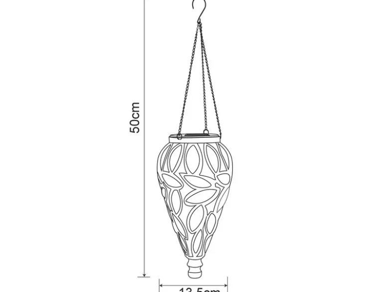 LED Solarlaterne Hängeleuchte, Lampenschirm klar, Höhe 50cm