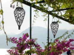 LED Solarlaterne Hängeleuchte, Lampenschirm klar, Höhe 50cm