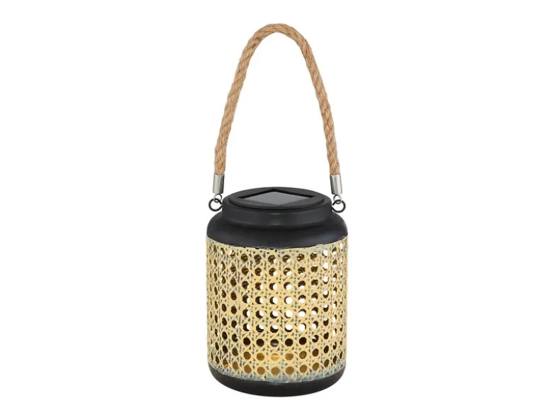 LED Solarlaterne, Metall Rattanoptik, hängend oder stehend, Höhe 30cm