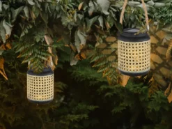 LED Solarlaterne, Metall Rattanoptik, hängend oder stehend, Höhe 30cm