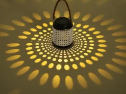 LED Solarlaterne, Metall Rattanoptik, hängend oder stehend, Höhe 30cm