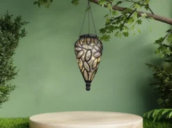 LED Solarlaternen Hängeleuchten 2er Set, Lampenschirm klar, Höhe 50cm