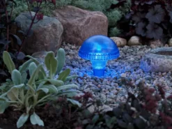LED Solarleuchte ASSISI, Blau mit Erdspieß Höhe 27,5 cm