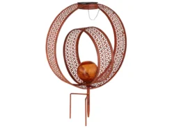 LED Solarleuchte mit Dekorstanzungen in Rostoptik & Crackleglas, Höhe 42cm