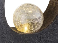 LED Solarleuchte Steinoptik mit Crackle Glaskugel Höhe 30,5cm