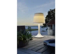 LED Solar Outdoor Tischleuchte ASSISI aus Kunststoff Weiß, Höhe 36cm