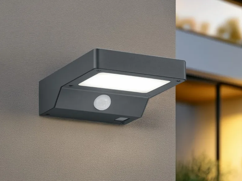 LED Solar Wandleuchte Außenleuchte FOMOSA mit Bewegungsmelder Anthrazit