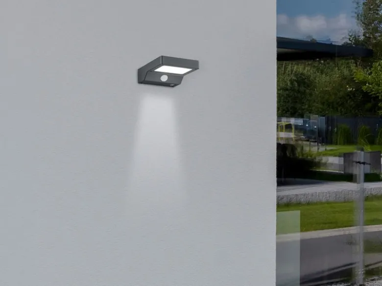 LED Solar Wandleuchte Außenleuchte FOMOSA mit Bewegungsmelder Anthrazit
