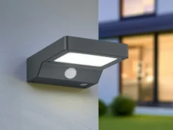 LED Solar Wandleuchte Außenleuchte FOMOSA mit Bewegungsmelder Anthrazit