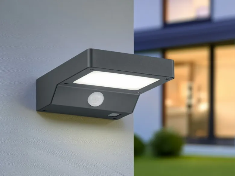 LED Solar Wandleuchte Außenleuchte FOMOSA mit Bewegungsmelder Anthrazit