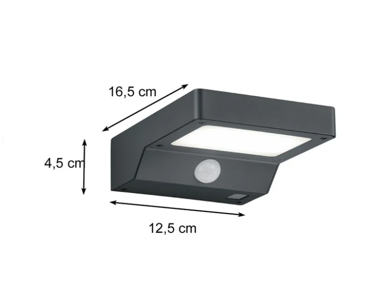 LED Solar Wandleuchte Außenleuchte FOMOSA mit Bewegungsmelder Anthrazit
