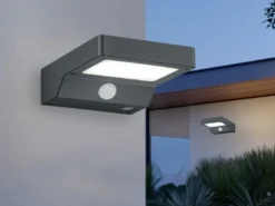 LED Solar Wandleuchte Außenleuchte 2er Set mit Bewegungsmelder Anthrazit