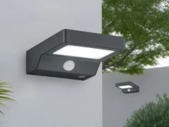 LED Solar Wandleuchte Außenleuchte 2er Set mit Bewegungsmelder Anthrazit