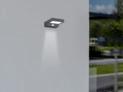 LED Solar Wandleuchte Außenleuchte 2er Set mit Bewegungsmelder Anthrazit
