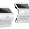 LED Solar Wandleuchte 2er SET Außenleuchte Fassadenbeleuchtung Weiß 14,5x9,6cm