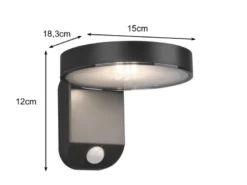 LED Solar Wandleuchte 2er Set Außenleuchten mit Bewegungsmelder in Anthrazit